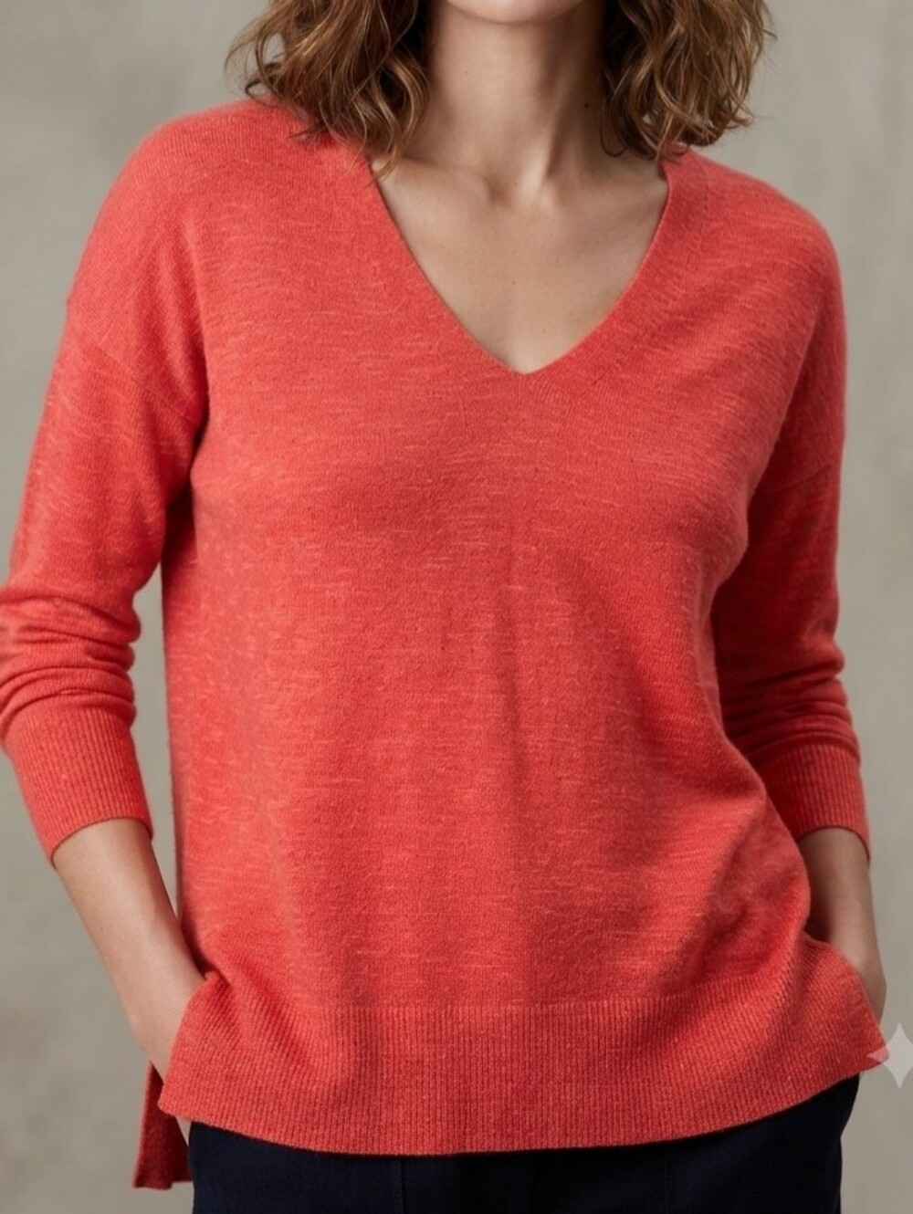 Eileen Fisher Coral V-Neck Sweater $188 XXS